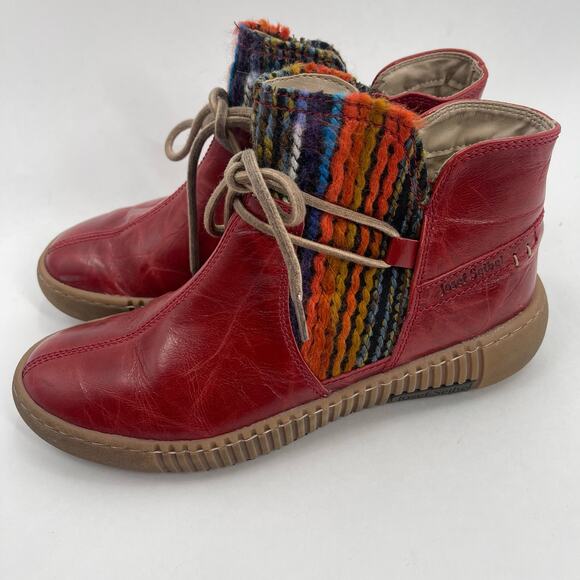 JOSEF SEIBEL Boots Size 36 (US 6) Maren 18 Bootie Leather Red Yarn Ankle Boho - Picture 2 of 14
